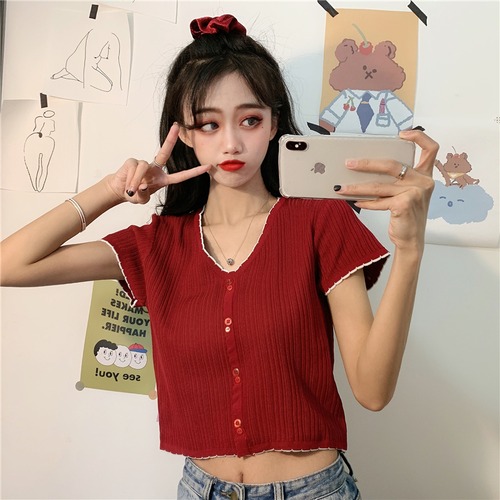 ✞ Tシャツ カラー♥カワイイ♥ショートニット半袖スリーブトップス スウィート ✞ゴスロリ SM ミリ 甘ロリ クラロリ 和ロリ エレガント 黒ロリ 姫ロリ 華ロリ BB-BB2925733