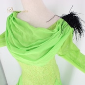 社交ダンス 衣装 スタンダード ドレス ワンピース パーティドレス prima boutique プリマブティック 黄緑 レース 花柄 フロート グリーン系 鮮やか 柔らかい 軽やか シルエット フレッシュ フロール デザイン ドレスアップ 着心地 ステージ衣装 パフォーマンス 結婚式 二次会 発表会 ダンス衣装 おしゃれ レディース スタイリッシュ 輝く