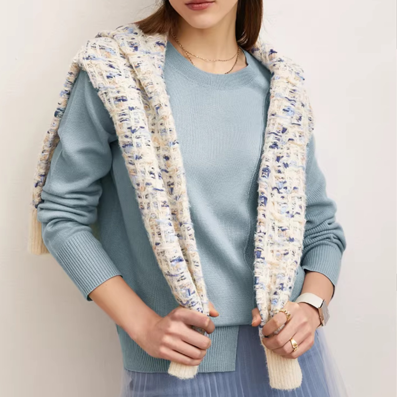 個性派 アシンメトリー 切替デザインニット 00014・画像4