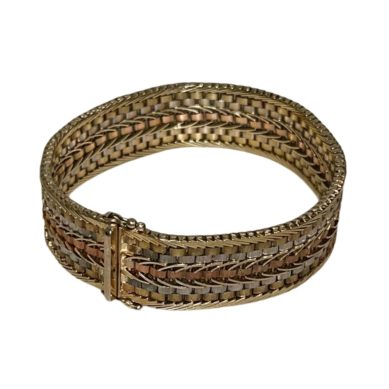 vintage 9ct gold unusual 10chain tri-color gold bracelet