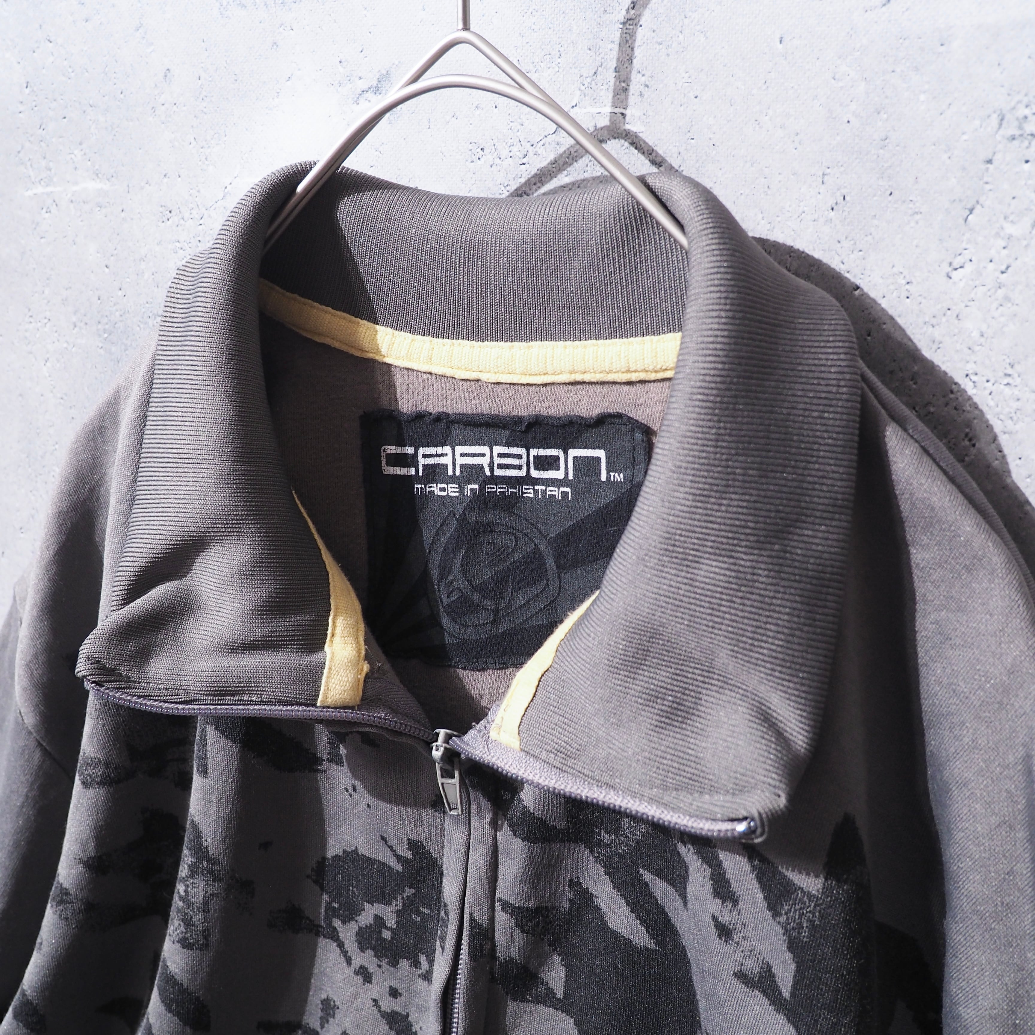 2000s ” CARBON ”  Houndstooth pattern High neck Track jacket