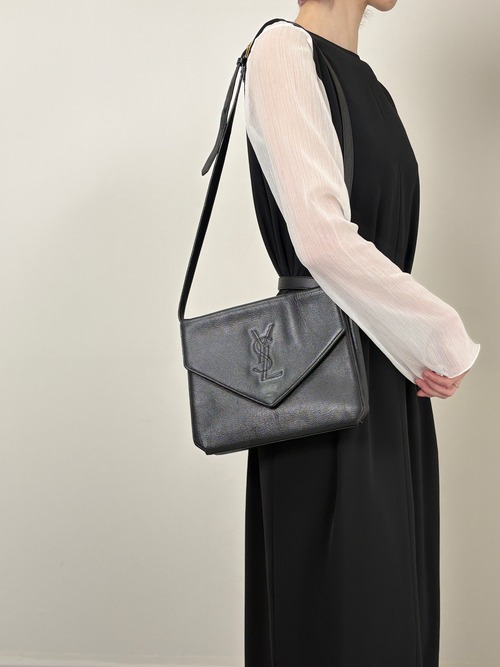 Yves Saint Laurent イヴ・サンローラン ショルダーバッグ ブラック YSL レザー vintage ヴィンテージ オールド p5pe7i