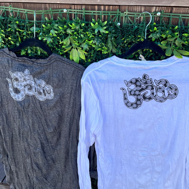 コットンしわ加工長袖トップス