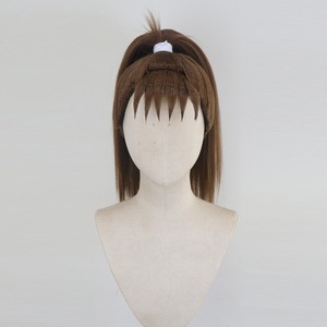コスプレ耐熱ウィッグ オーダー キャラクター造形ウィッグ ブラウン 結い上げ ポニーテール ウィッグ ★忍たま乱太郎/中在家長次 等 ★受注品★