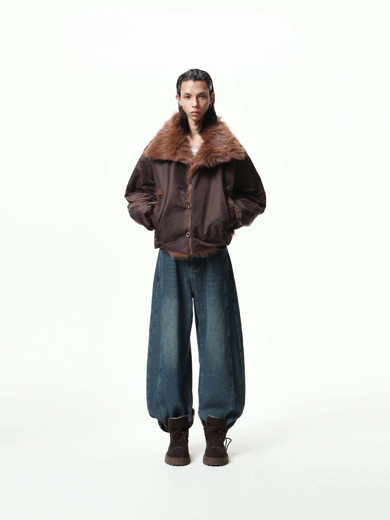 BOOGOOVOGUE Noble Fur Stand Collar Jacket