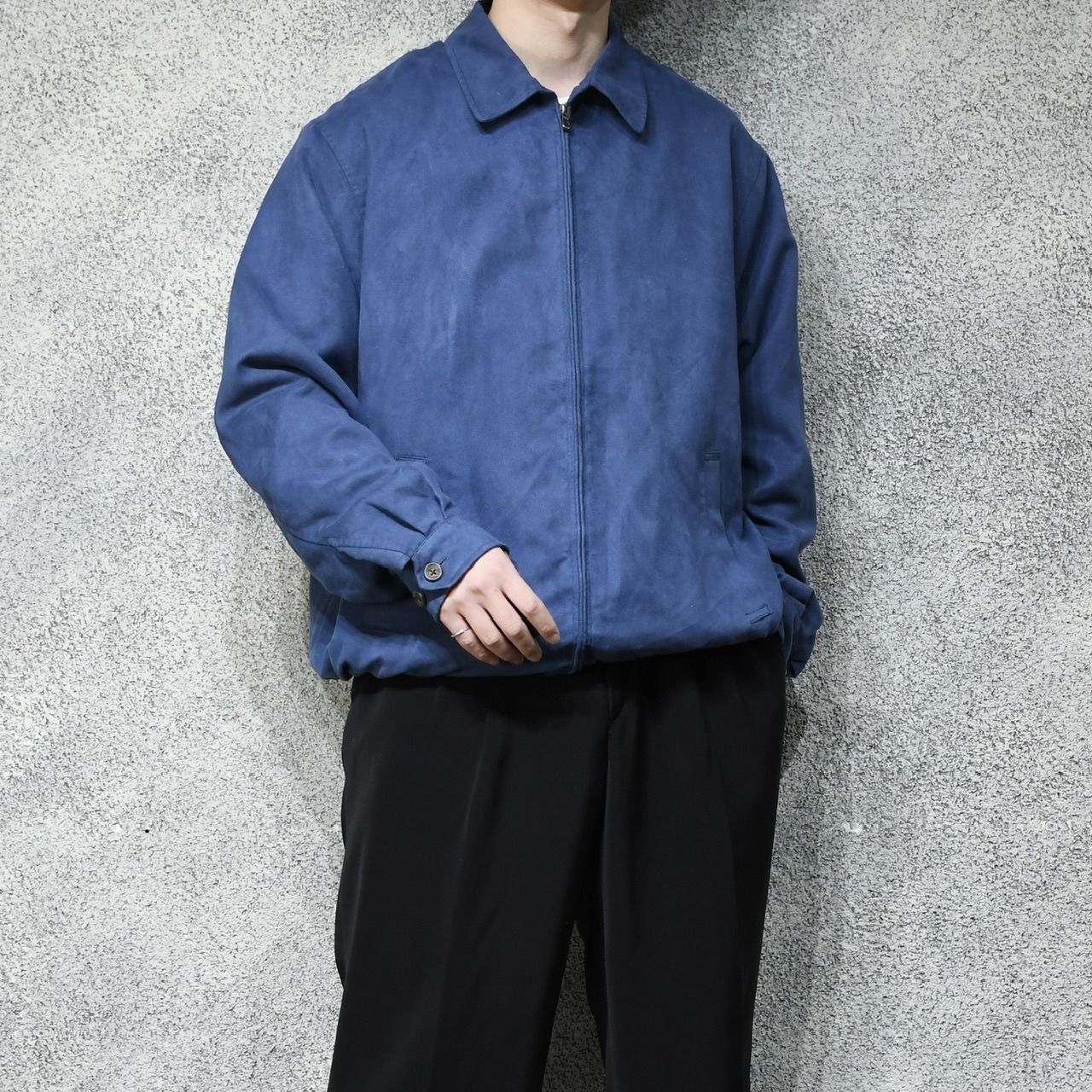 fake suede blouson blue