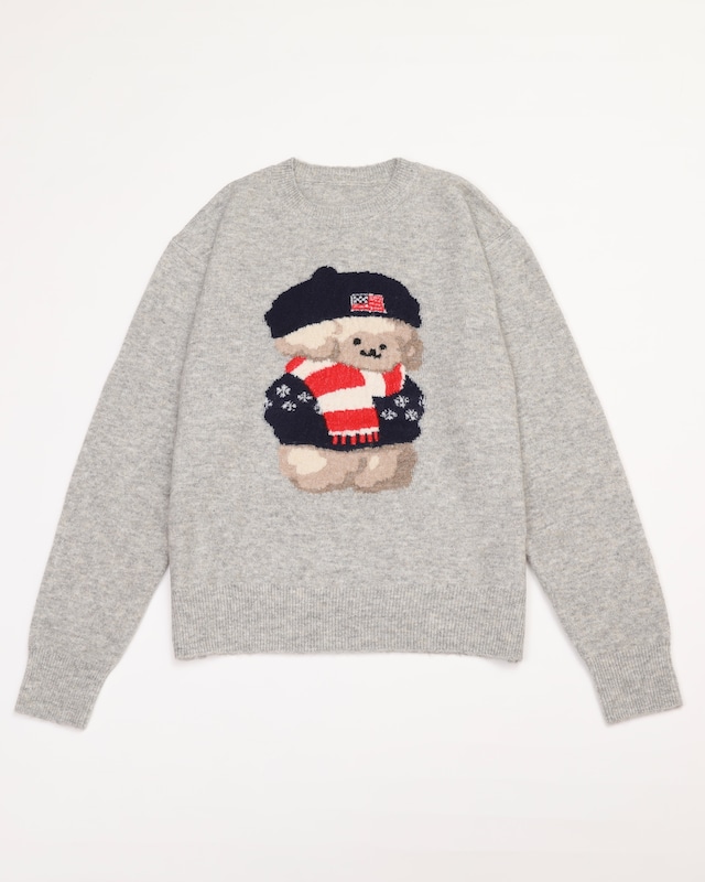 Scarf Boy Crew Neck Knit Greige