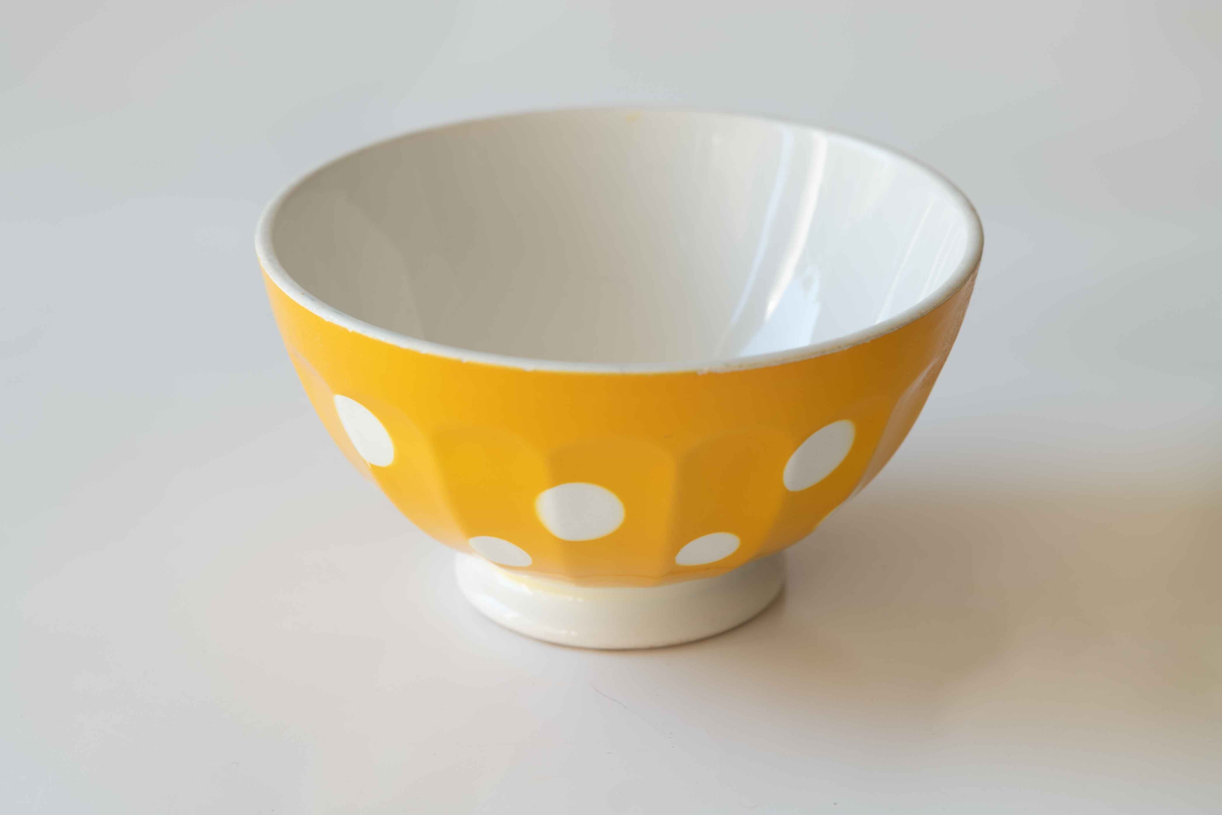 フランス DIGOIN&SARREGUEMINES (ディゴワン&サルグミンヌ)製 「S」の刻印 No.4 黄色の水玉柄