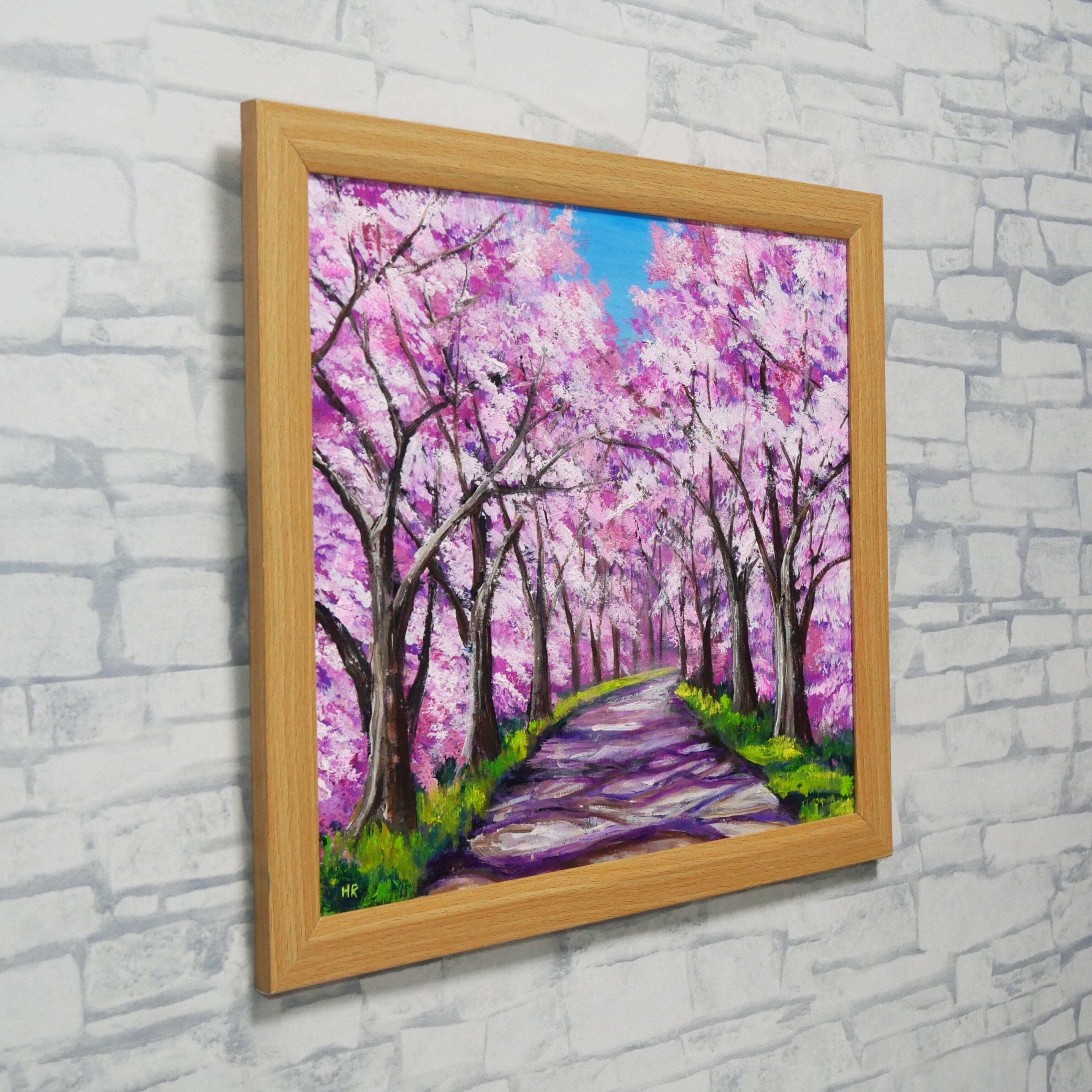 桜の小道：春の記憶｜油絵 桜 風景画 絵画 原画 春 癒やしのアート