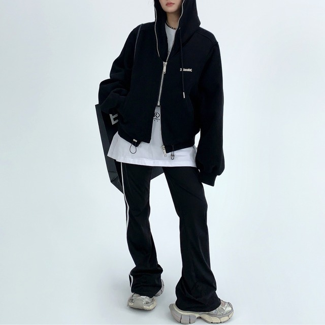 fake two piece sweatshirt zipper　フェイクツーピーススウェットジッパー　J0550