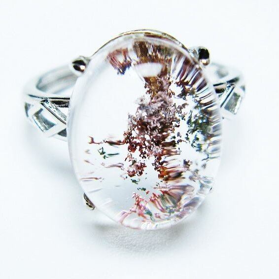 ガーデンクォーツ 指輪 ガーデン水晶 リング フリーサイズ 15号 一点物 メール便可 [M便 1/20] 115-6930