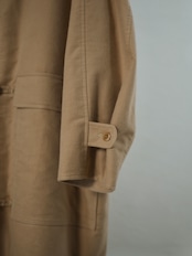METHO - Front-Open Hooded Coat :Beige|コットンシルク/紐留めフロント/ワークポケット