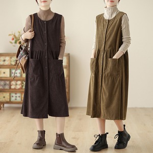 レディース トップス ワンピース フレア 膝下 ミモレ 袖なし ノースリーブ クルーネック 襟なし フレア Aライン ウエストマーク コーデュロイ かわいい 大人可愛い きれいめ シンプル カジュアル 上品 おしゃれ レトロ こなれ感 マニッシュ 無地 春 秋 冬 10代 20代 30代 40代 OL 通勤 デート お出かけ 女子会 休日 ホテル カフェ 韓国 楽ちん 普段使い 着回し 定番 M L XL 2XL 大きいサイズ ゆったり ゆる 茶色 ブラウン カーキ ワインレッド 深緑 グリーン キャメル