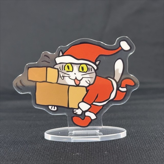 アクリルスタンド　　箱を運ぶ下っ端サンタ猫