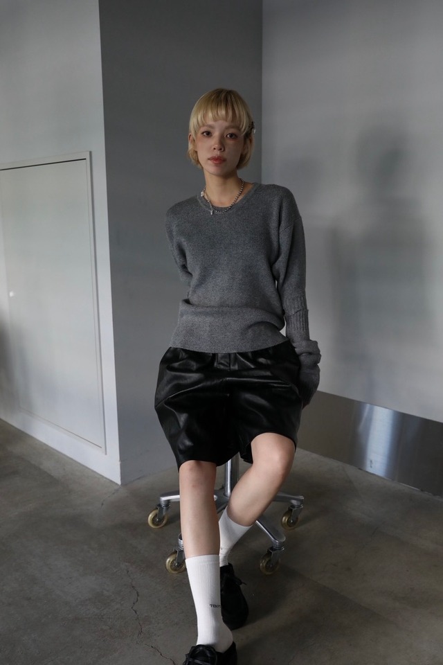 DETACHABLE SLEEVE KNIT TOPS　(GRAY) 2510-92-318