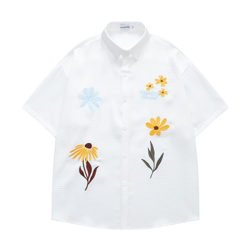 ❀花柄刺繍入りシャツ！【UATONLINEシリーズ】☆シャツ☆ 3color ユニ