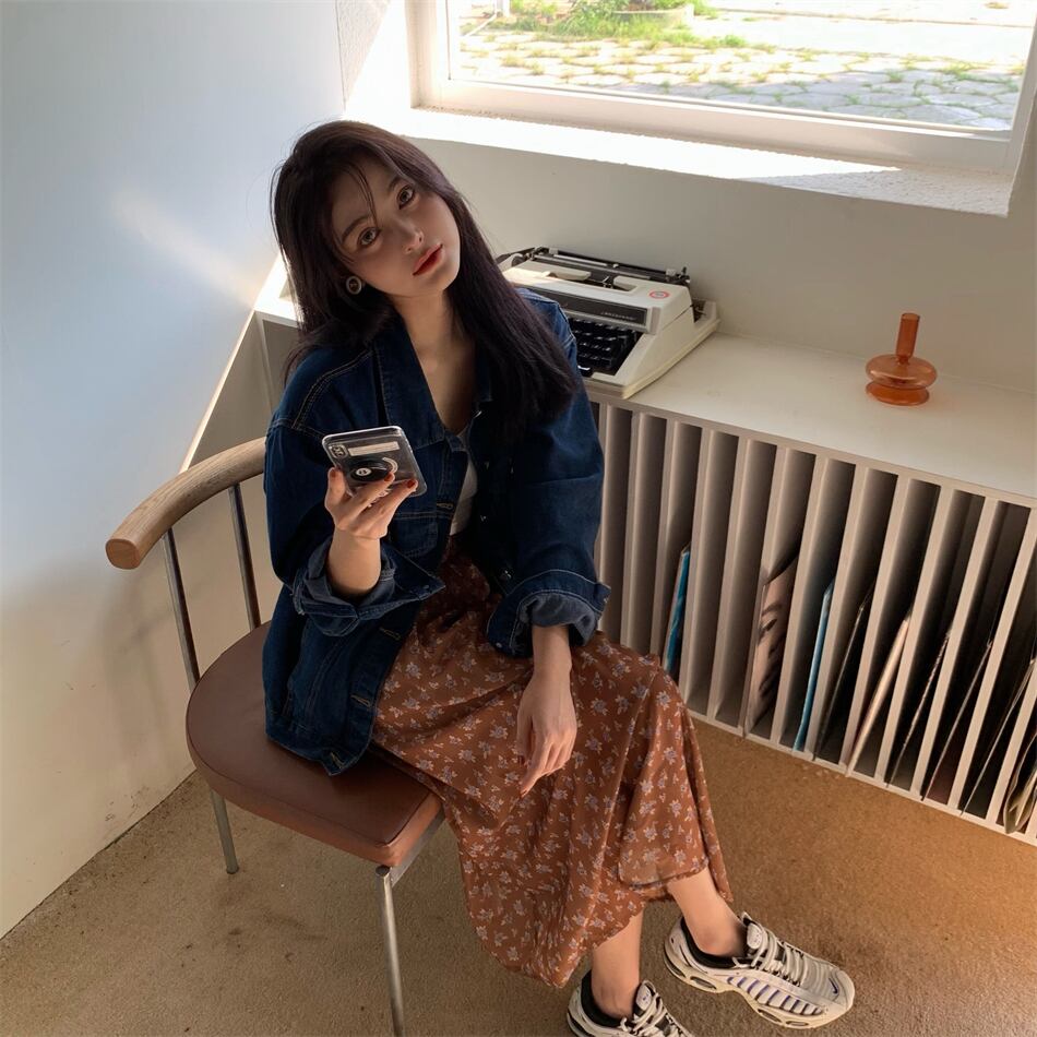 スタイル薄手フローラルスカート サマーハイウェストウェストカジュアルロング 夏物 花柄 モンロー2813457445