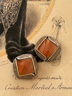 Japanese Vintage ボタン 18mm ブラウン系×ゴールド アクセサリーパーツ 装飾材 デッドストック カルトナージュ