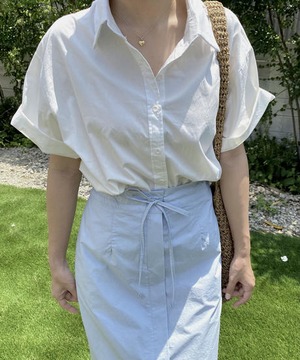《即納商品》rush ribbon skirt (white / blue)