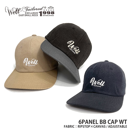Well-Tailored / ウェルテイラード 6PANEL BB CAP WL (WL-2305) ベースボールキャップ 刺繍 抗菌 リップストップ レディース メンズ ブランド