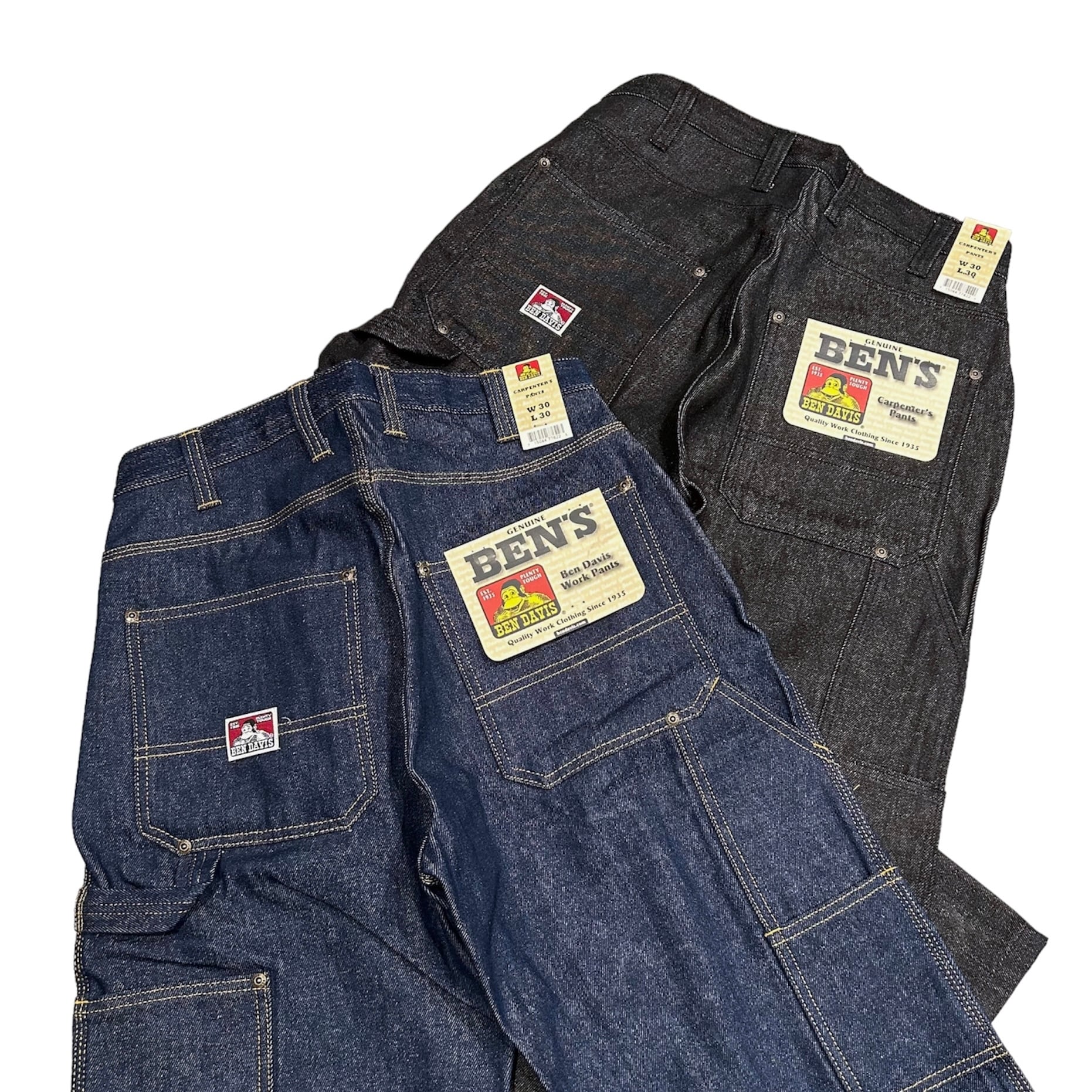 USA企画 BEN DAVIS Rigid Denim Carpenter Pants Indigo Black / ベンデイビス デニムパンツ  インディゴ ブラック リジット カーペンターパンツ ペインターパンツ