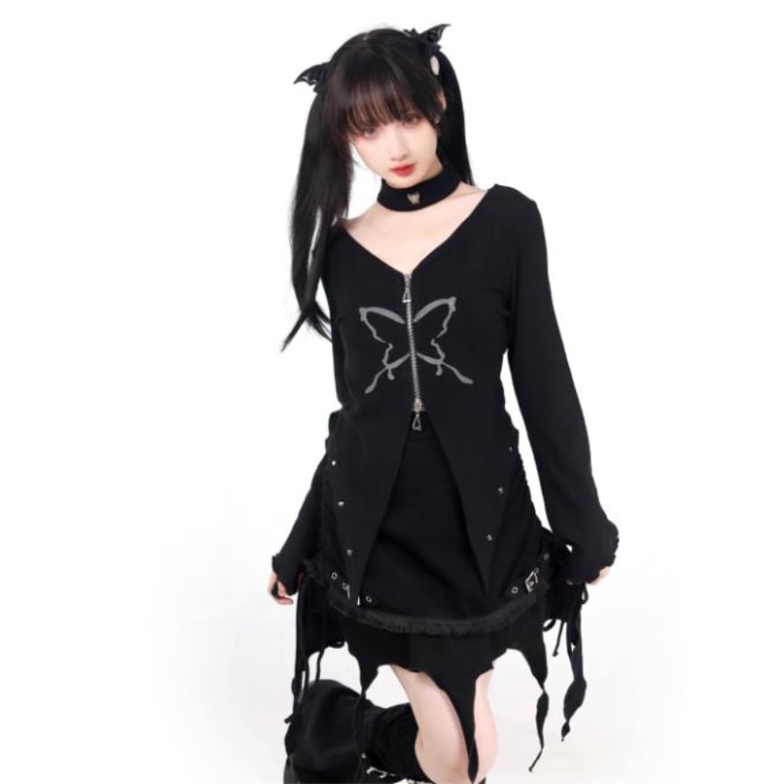 サブカル 服 地雷系 通販 pinksavior オリジナル ニット セーター ブラック 闇かわいい バンギャ