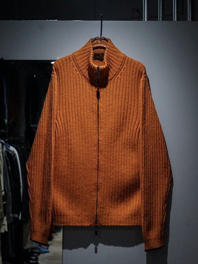 【add (C) vintage】"ETRO" Vivid Orange Color Vintage Loose Drivers Knit