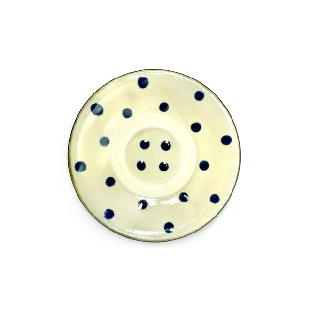 【常秀工房】六寸皿 重ね焼き 呉須(ゴス)点 [やちむん]