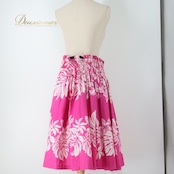 フラダンス 衣装 パウスカート エムエムジェイ ピンク系 MMJ 日本製 ツーカラー ティアレ柄 プルメリア柄 モンステラ柄 シングル かわいい 華やか 鮮やか 明るい 白 ハワイアン アロハ ハワイアンプリント フラ ダンス レッスン 練習 おしゃれ