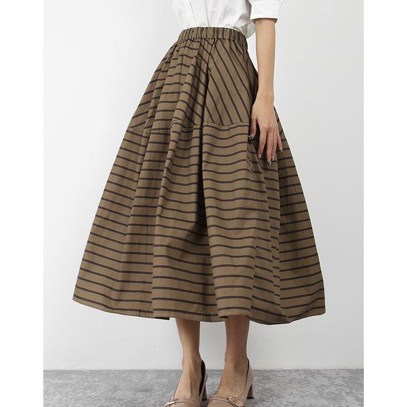 ボーダー切替フレアスカート SU727