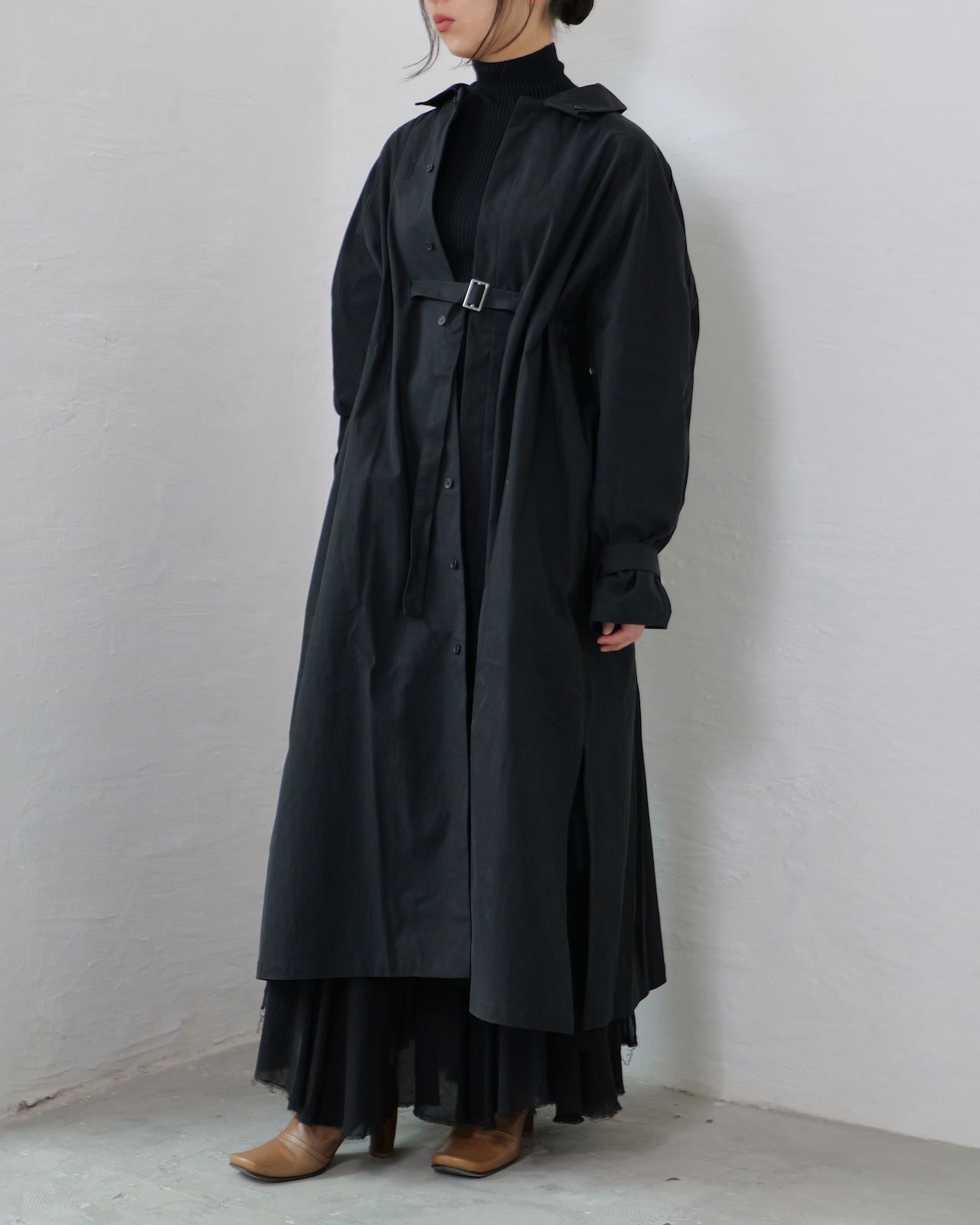 to-te - Hole Tuck Balloon :Matt Black|ホールタック/バルーンシャツコート