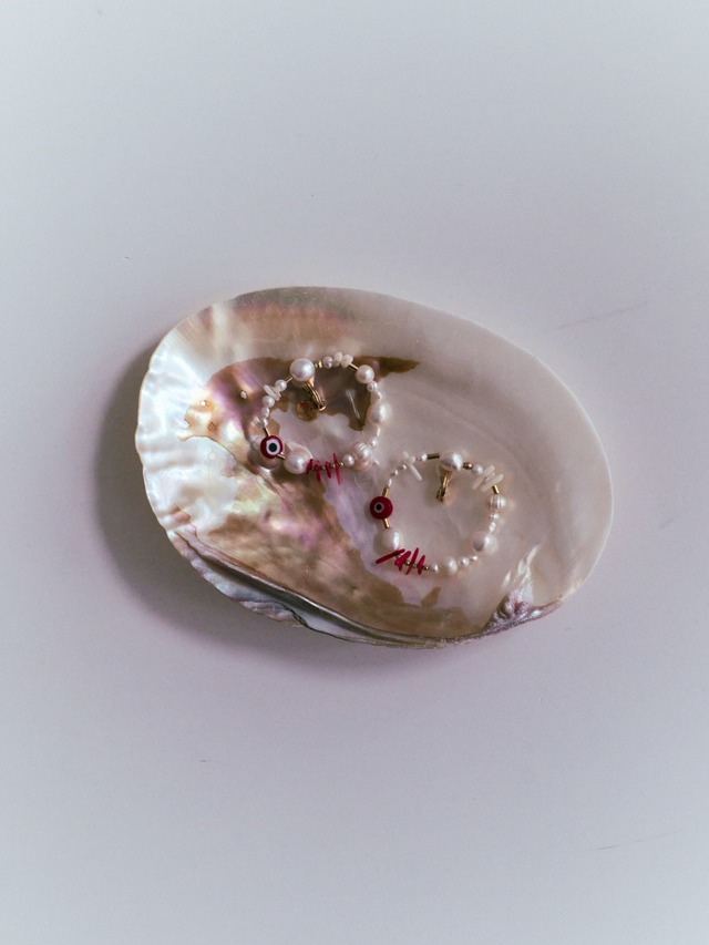 coral hoop earring/pierce