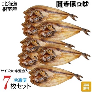 北海道根室産 漁師直送 開きほっけ サイズ大中混合 冷凍 7枚セット 送料無料
