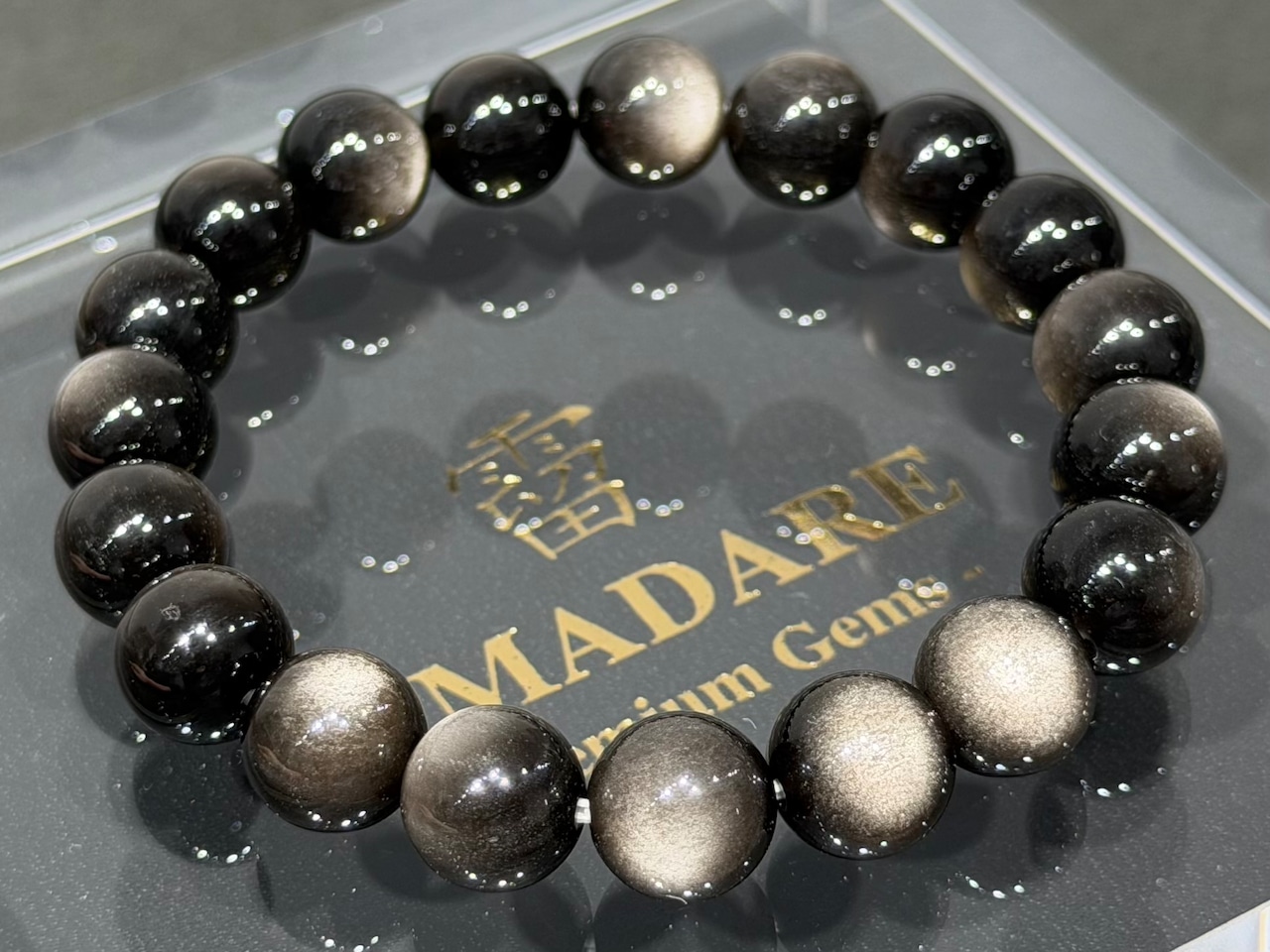 No.2351-5 シルバーオブシディアンブレスレット