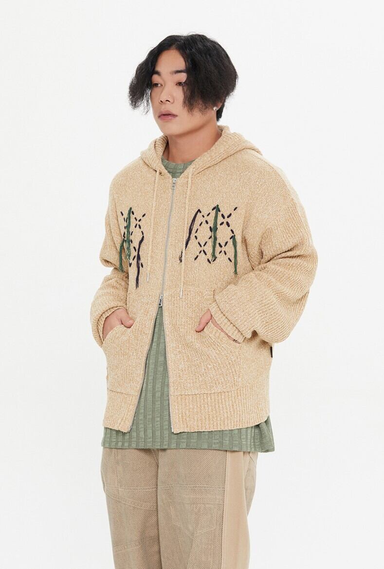 ☆ENHYPEN ジェイク 着用！！【ROMANTIC CROWN】NAVAJO KNIT HOOD ZIP