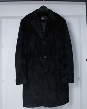 【Caka BLACK】Stripe Pattern Vintage Chesterfield Fur Coat
