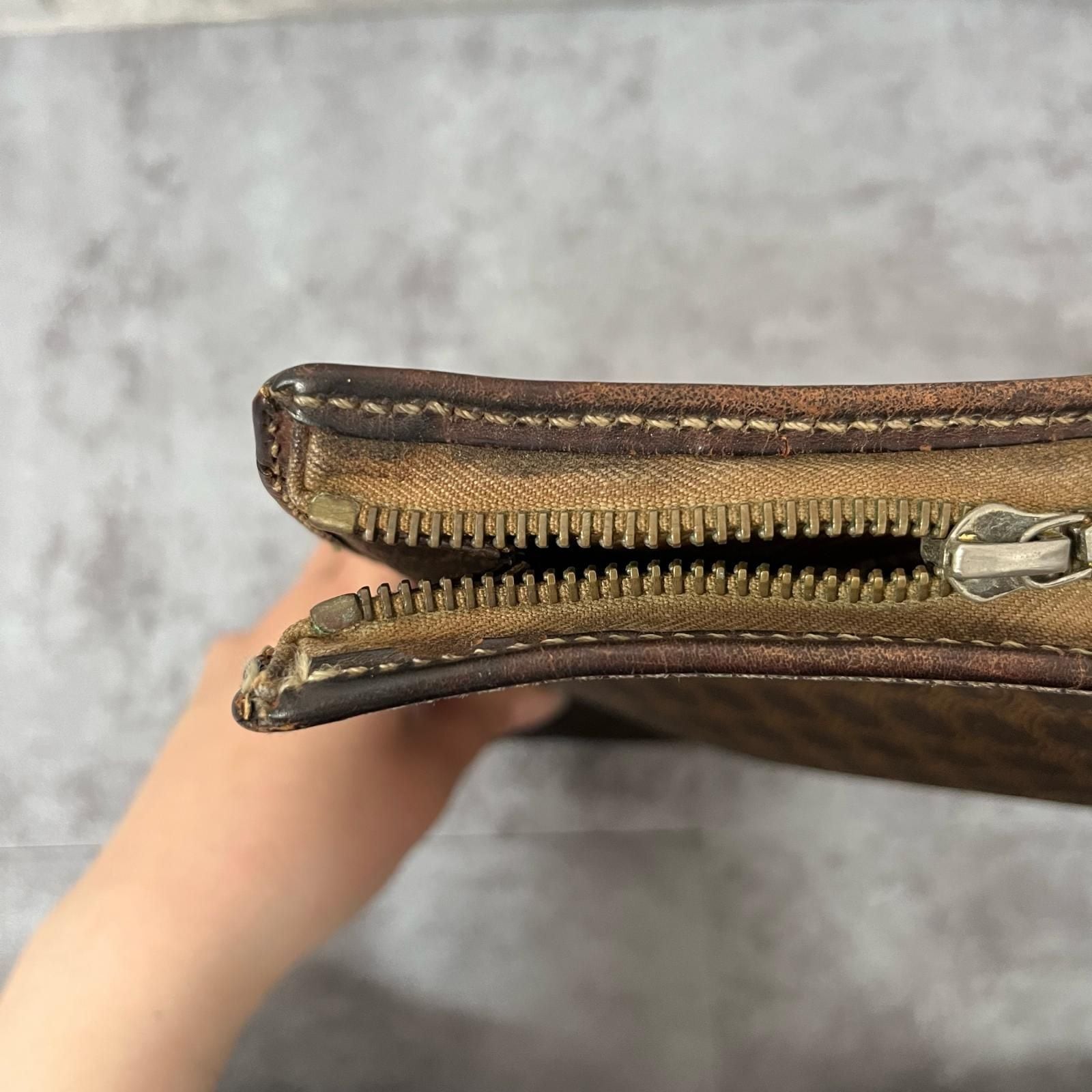 CELINE セリーヌ マカダム柄 クラッチバッグ レザー ブラウン CELINE