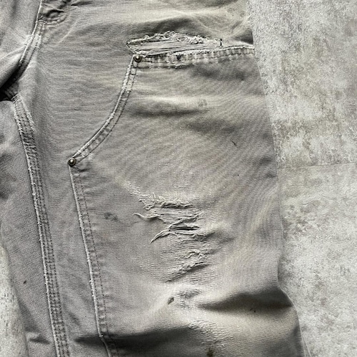 襤褸 USA生地製 グレー ダブルニー Carhartt B136 35×30 詳細写真13