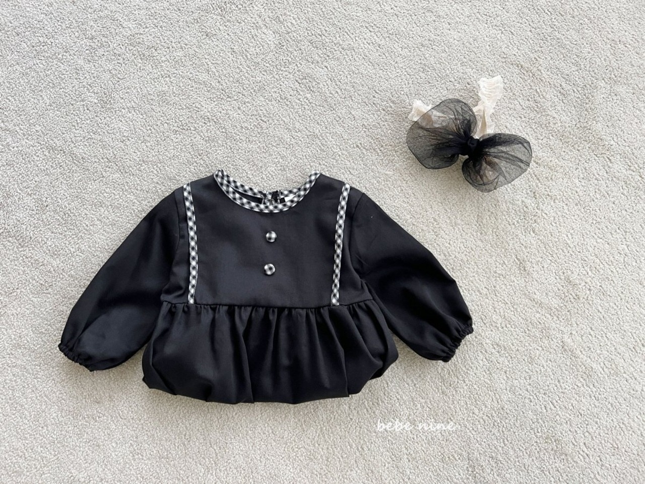 【bebe nine】ベビーアンバースーツ ブラック 70〜90cm 240847 - 6