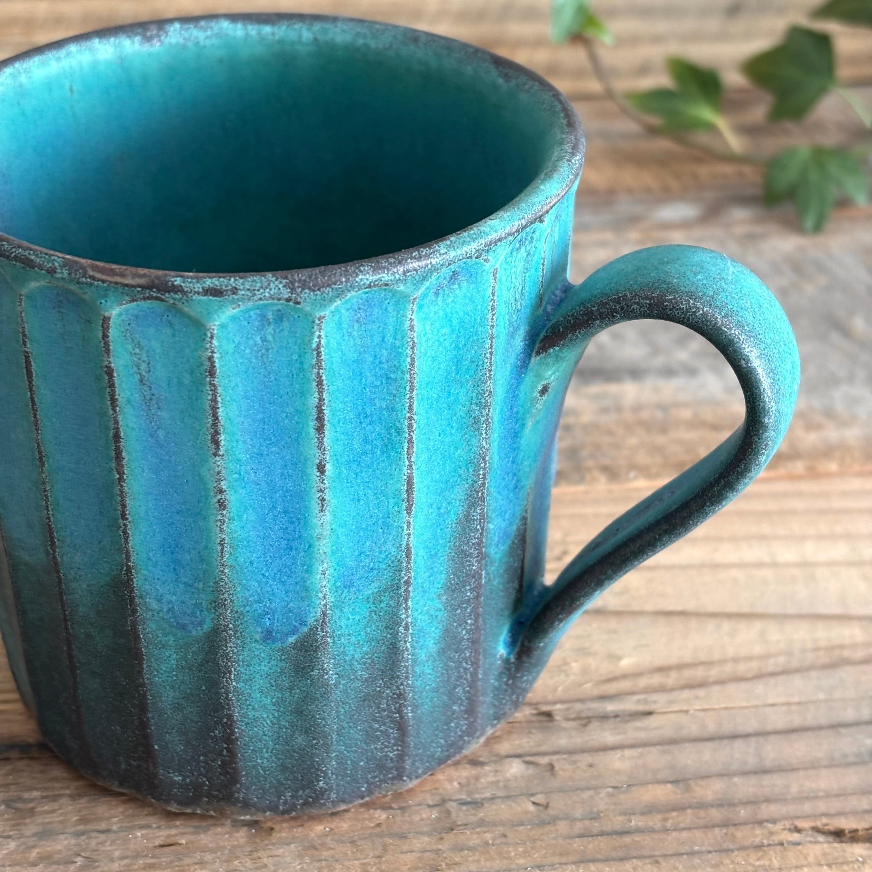 シャビーターコイズ スクエアマグカップ | Blue Pottery