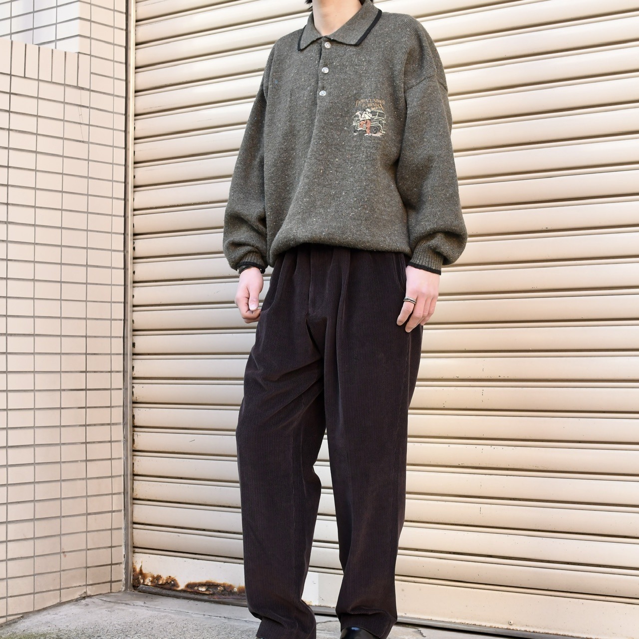 embroidery design marble nep knit polo