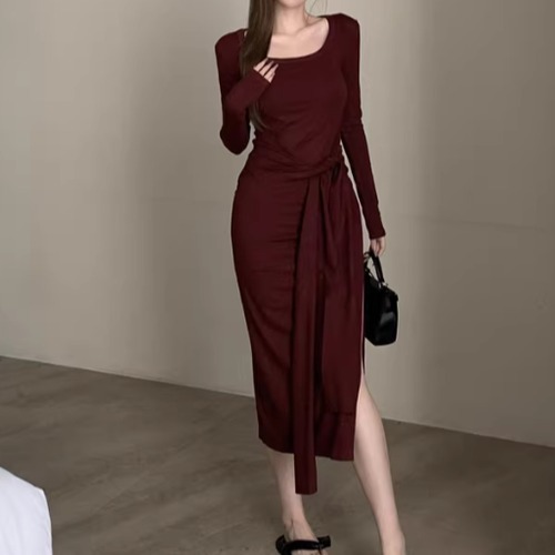 ウエストノットスリットワンピ ・13785