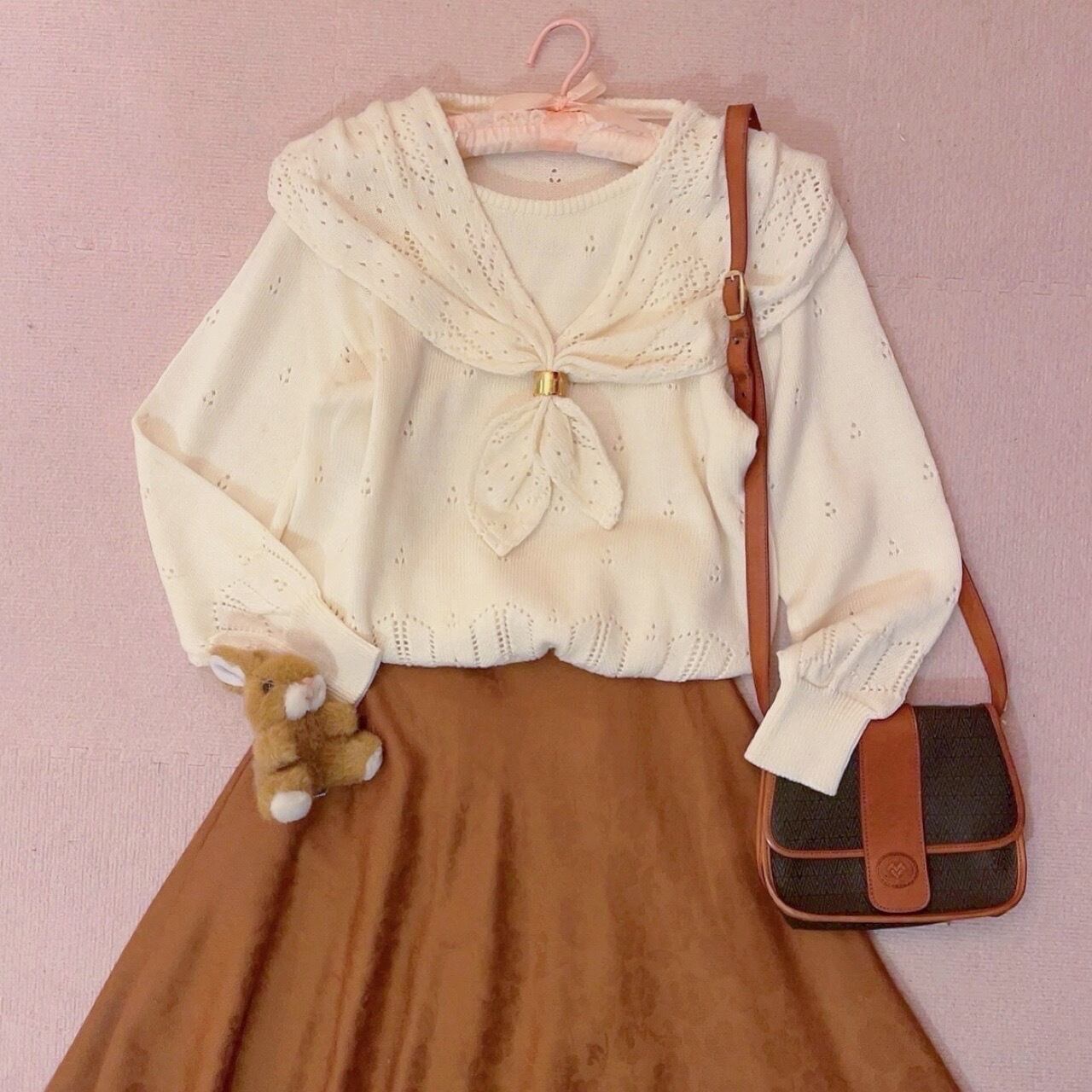 openwork sailor collar knit