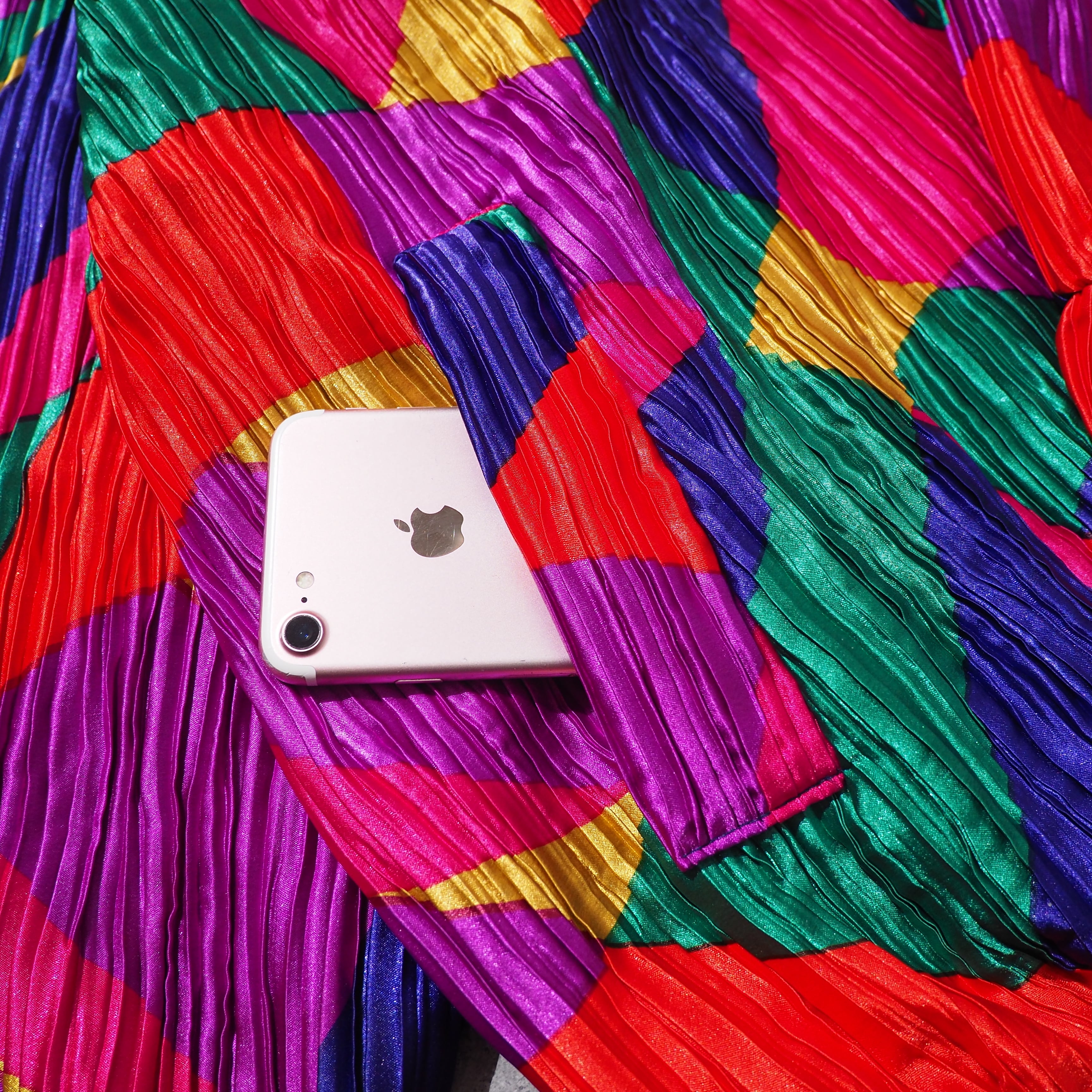 Beautiful Rainbow circle × Solid pleats Design vintage loose jacket Blouson