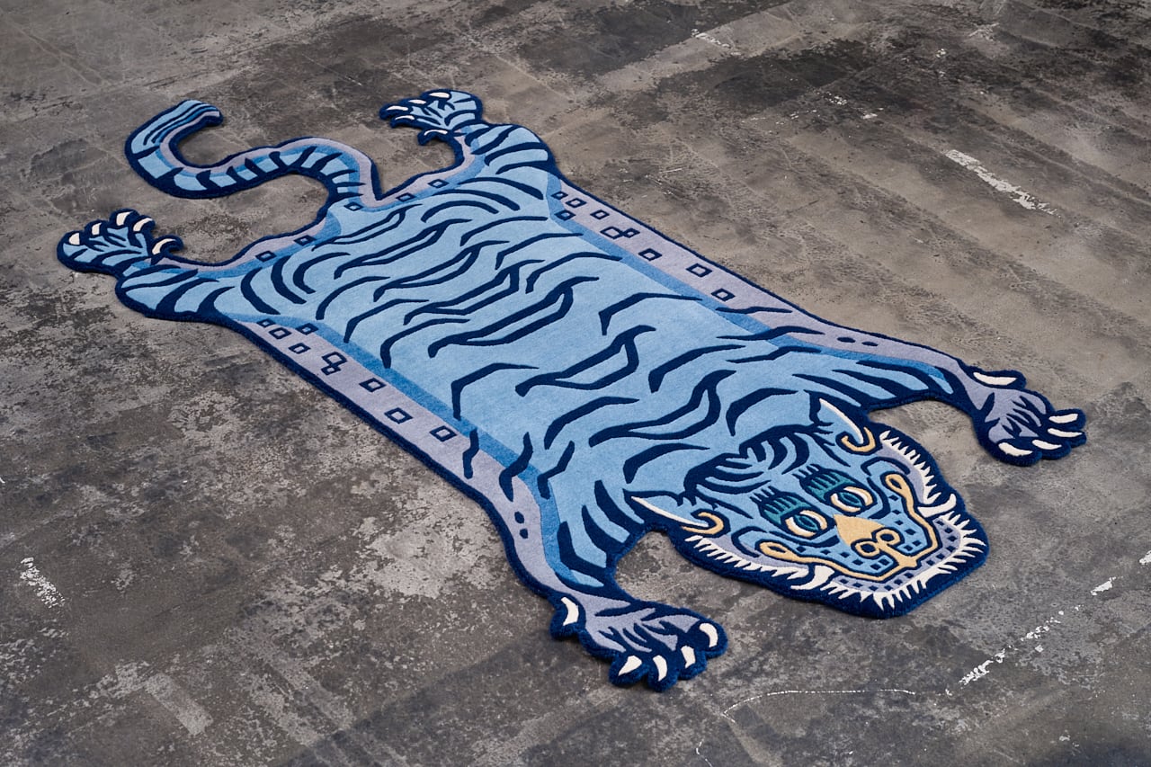 Tibetan Tiger Rug 《Lサイズ•ウール・オリジナル3・レイニーブルー349