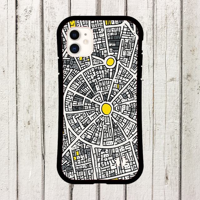 受注生産 iPhoneケース 白黒街区の細密都市地図｜都市地図 UMAP018C
