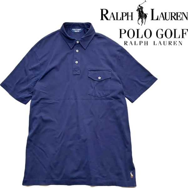 1点物◇ラルフローレンPOLOゴルフ紺ポロシャツ古着LメンズXLレディース