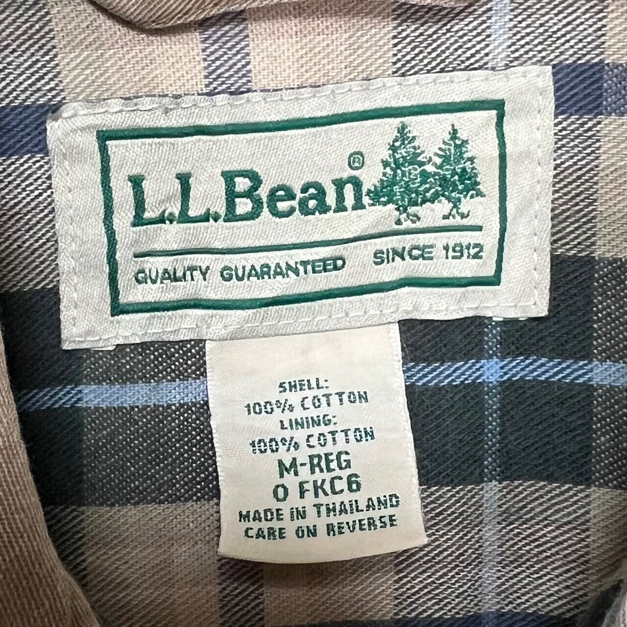 OLD L.L.BEAN エルエルビーン 裏地 チェック 厚地 長袖 シャツ M