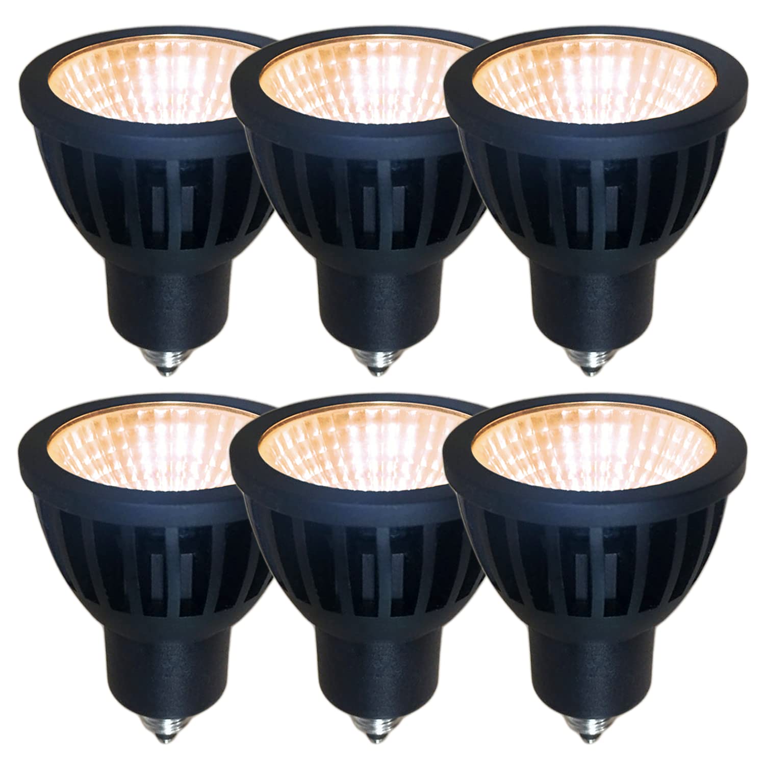 Fwaytech ledハロゲン電球 e11 調光 広角60度 7W ダイクロハロゲン60W~75W相当 ダクトレール用LEDスポットライト 密閉器具対応 6個セット (電球色相当(2700K), 本体黒 (広角60度) E11口金 調光対応)