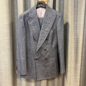 DALCUORE DENIM DOUBLE BLEASTED SUIT BLUE 《48》